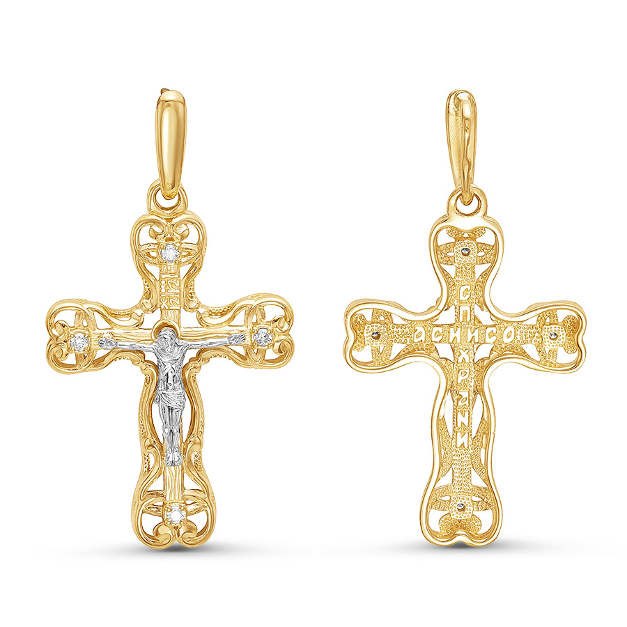 Крест, золото, бриллиант, 11-0448